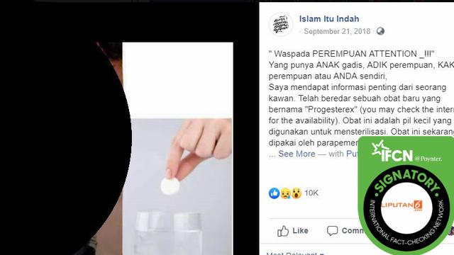 [Cek Fakta] Gambar Tangkapan Layar Tentang Bahaya Obat Progesterex