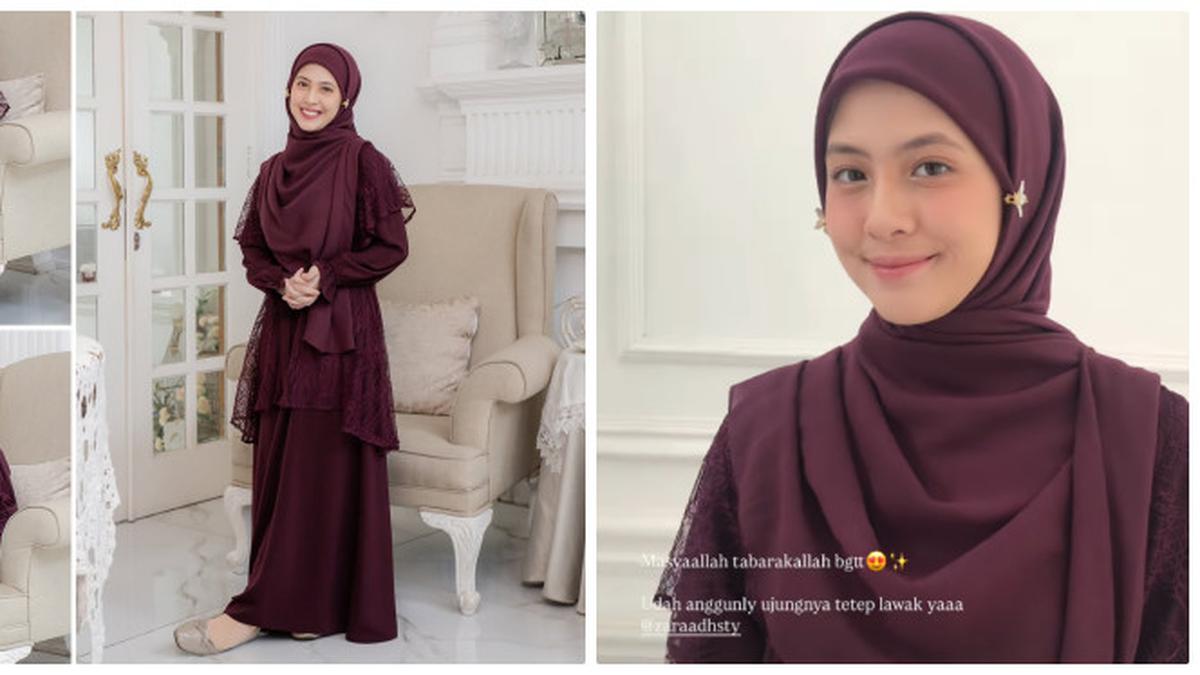 6 Potret Adhisty Zara Jadi Model Baju Lebaran, Pesona Terpancar dalam Balutan Hijab