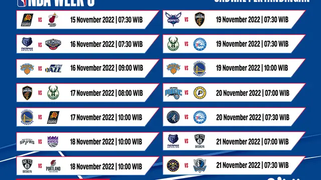 Saksikan Live Streaming NBA Week 5 di Vidio, 15-21 November 2022