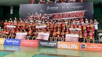 Sebanyak 46 atlet bulu tangkis belia sukses mendapatkan super tiket di Audisi Umuk PB Djarum 2024. Mereka nantinya harus lebih dulu melewati tahapan karantina selama 3 minggu sebelum bisa dipastikan lolos menjadi atlet binaan dan mendapat beasiswa Djarum. (Liputan6.com/Melinda Indrasari)