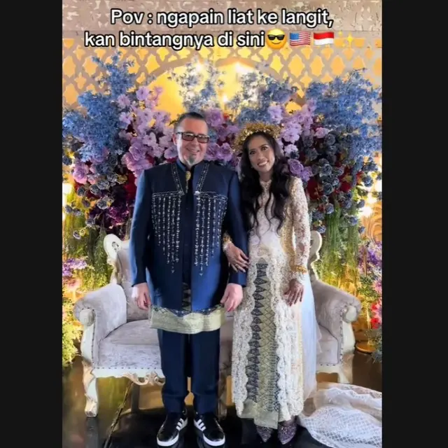 Viral Pria Amerika Menikahi Wamita Riau, Tampil Menawan dengan Gaun Putih, Tiara dan Sneakers.  foto: TikTok @galleryweddingaya