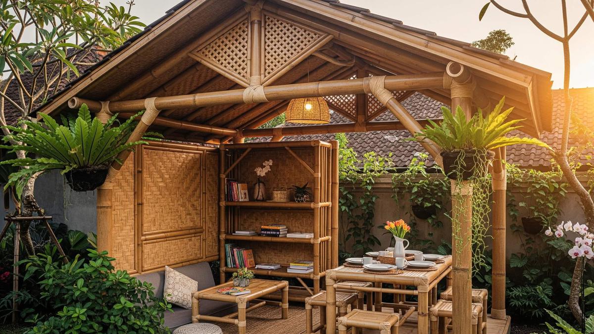 10 Inspirasi Gazebo Bambu Modern di Halaman Rumah Kampung, Bikin Betah dan Estetik