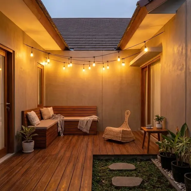 Model Teras Rumah Lahan Terbatas yang Muat Kursi Tamu