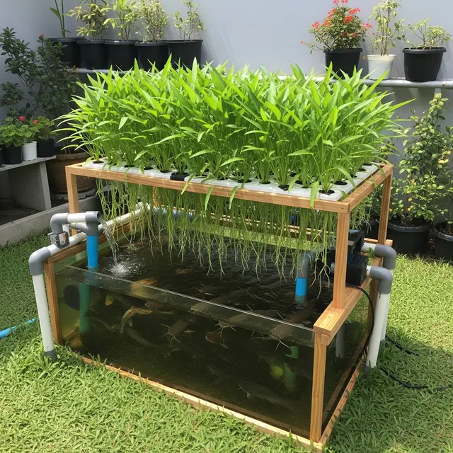 Cara Menggabungkan Kolam Lele dan Kebun Kangkung di Halaman Rumah (AI)