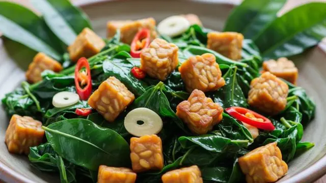 Tumis Daun Meniran dengan Tempe