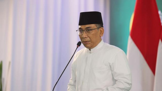 Ketua Umum Pengurus Besar Nahdlatul Ulama, KH Yahya Cholil Staquf (ANTARA FOTO/Vina)