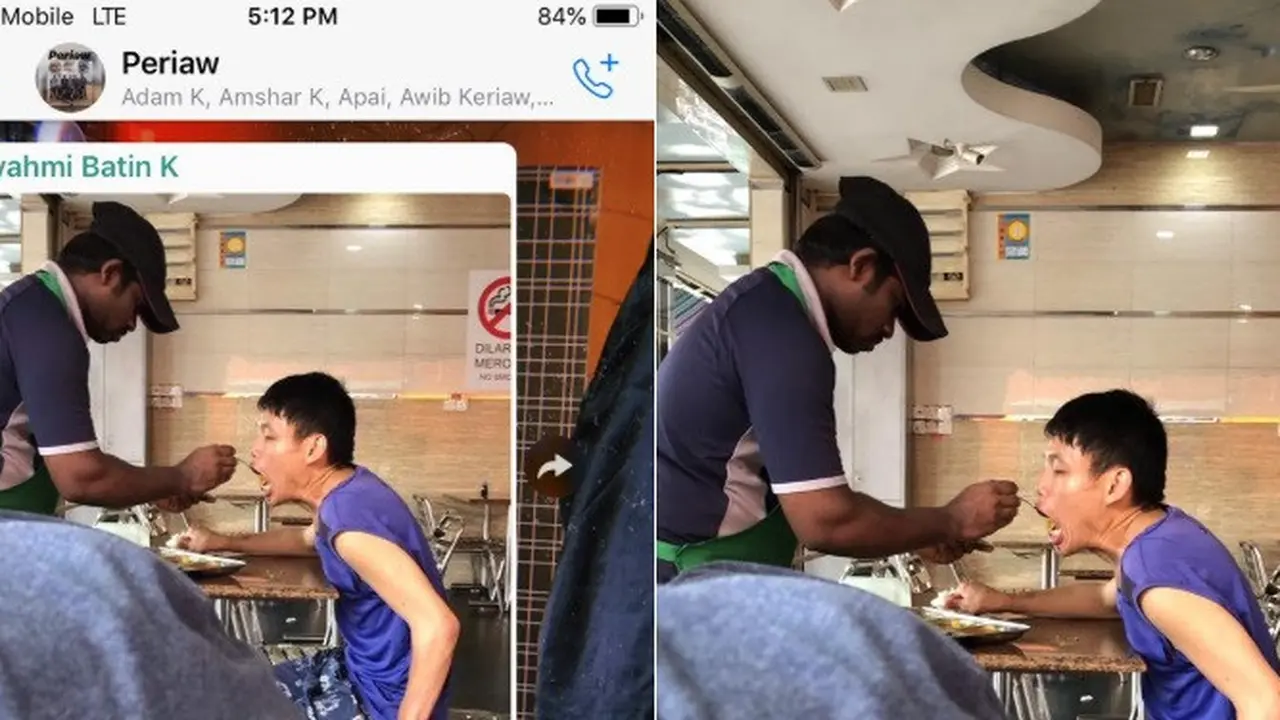 aksi pelayan ini suapi pelanggan difabel jadi viral