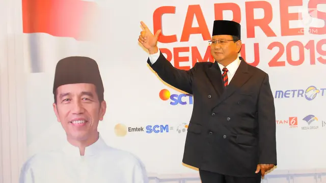 Tiba Lebih Awal, Prabowo Sapa Wartawan di Lokasi Debat Keempat Pilpres 2019