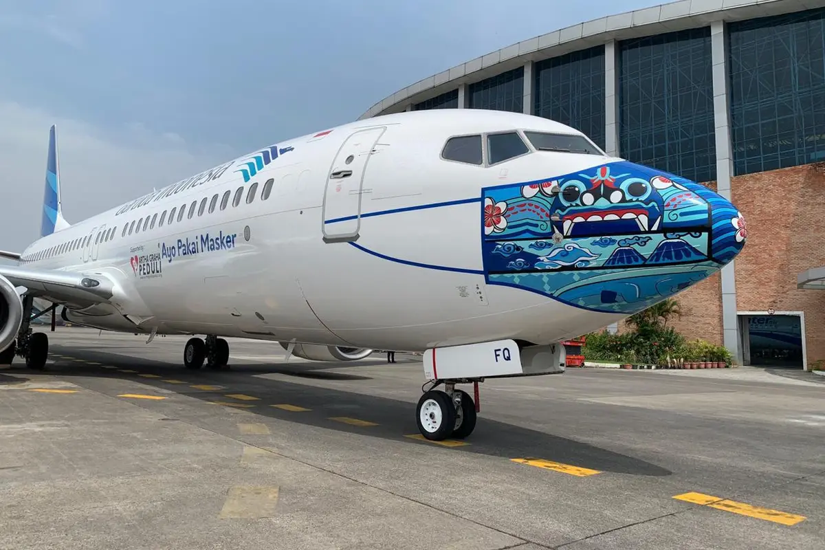Desain masker baru pesawat Garuda Indonesia pada armada B737-800 NG