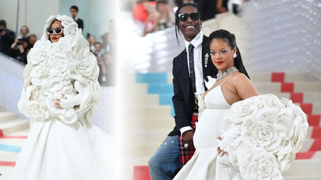 Penampilan memukau Rihanna di Red Carpet Met Gala 2023.