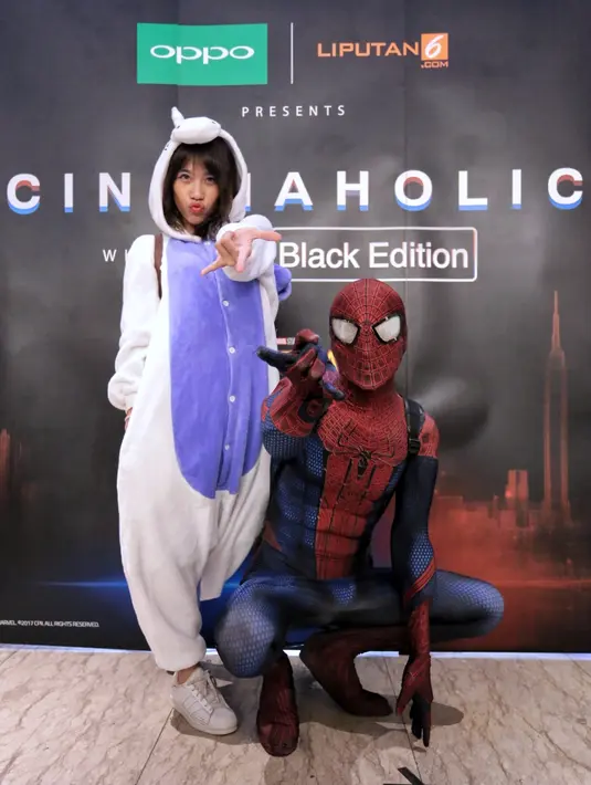 Wanita yang memiliki nama lengkap Brigitta Cynthia ini datang ke acara Nobar Spider-Man: Homecoming bersama Oppo F3-Selfie Expert yang bekerjasama dengan Liputan6.com, Minggu (9/7/2017) di Paris Van Java, Bandung, Jawa Barat. (Adrian Putra/Bintang.com)