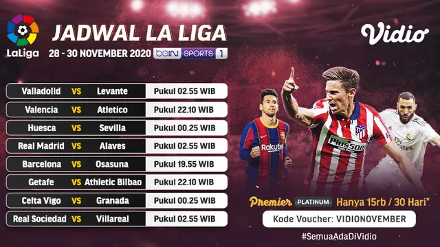 Jadwal La Liga Spanyol Pekan 11