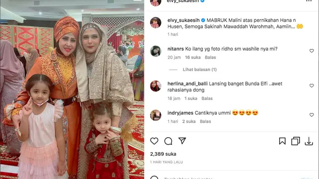 Unggahan Elvy Sukaesih Soal Pernikahan Ridho Rhoma Menghilang, Warganet Pertanyakan Penyebabnya