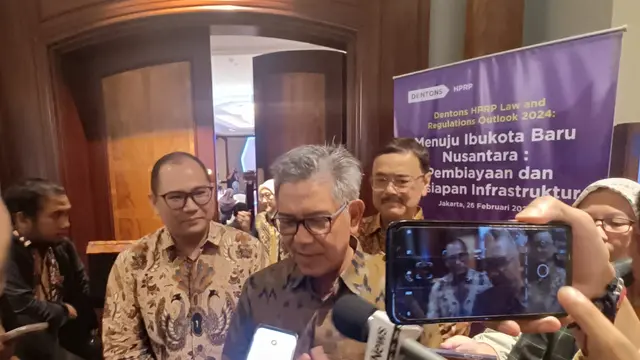 Ketua Satgas (Kasatgas) Pelaksanaan Pembangunan Infrastruktur IKN, Danis Sumadilaga dalam acara webinar Kesiapan Pembangunan Infrastruktur IKN di Shangri-La Hotel, Jakarta Pusat,  Senin (26/2/2024). (Foto: Merdeka.com/Sulaeman)