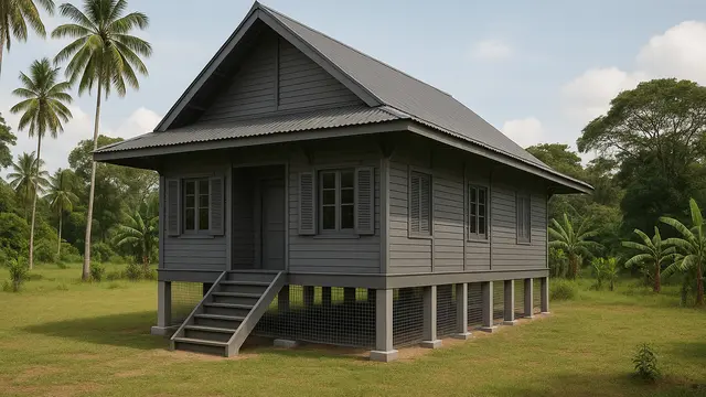 Desain Rumah Tropis yang Mencegah Masuknya Binatang Liar Termasuk Ular/Ilustrasi gambar oleh AI