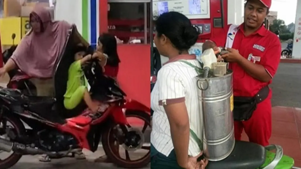 6 Aksi Emak-Emak Saat Isi Bensin Ini Bikin Geleng Kepala, Kocak