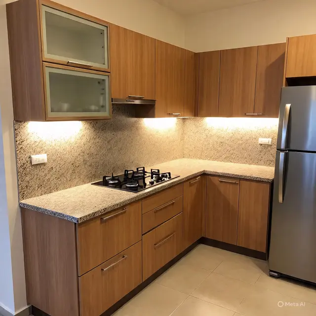 Desain Dapur Murah dengan Countertop Granit Imitasi