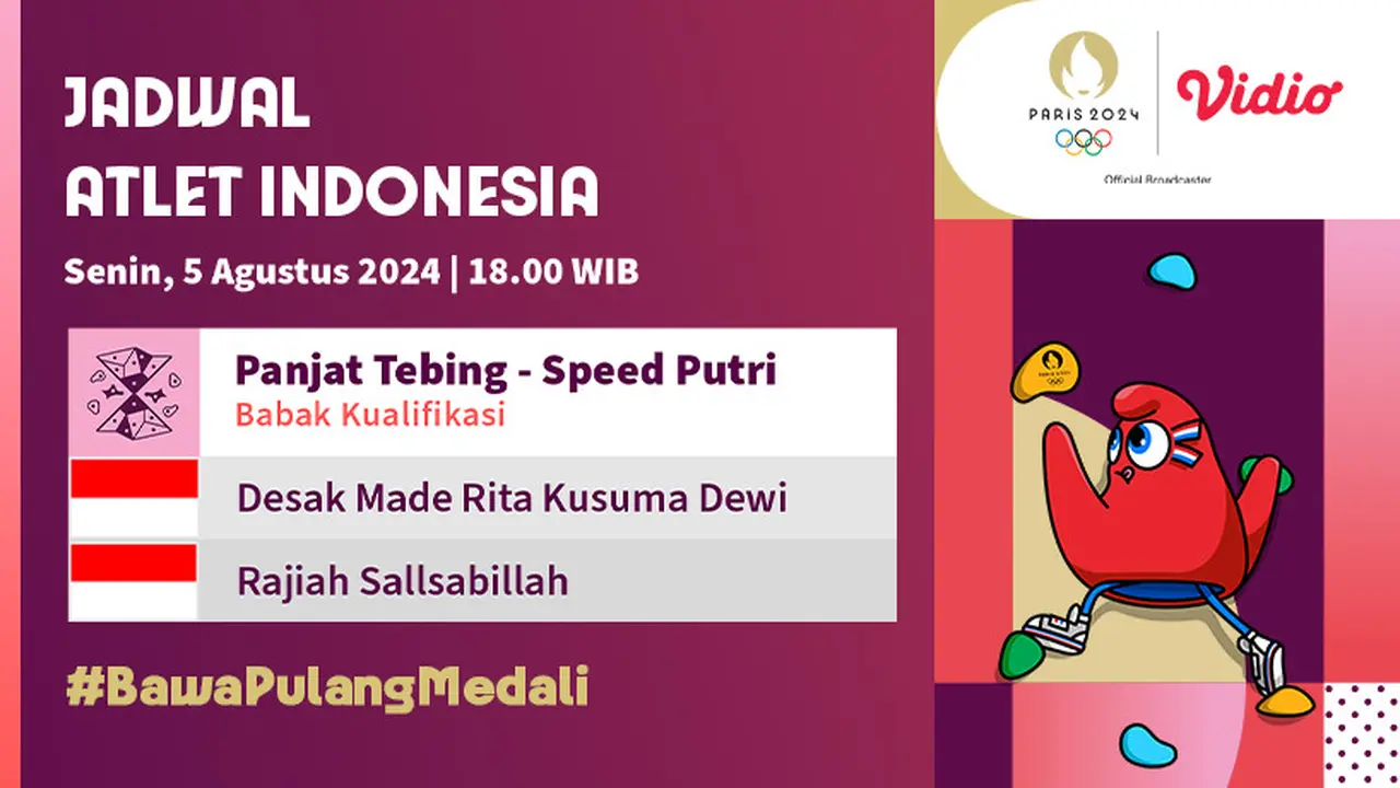 Tim Indonesia di Olimpiade Paris 2024 di Vidio, 5 Agustus 2024