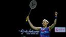 Pebulu tangkis tunggal putri Taiwan, Tai Tzu Ying melakukan selebrasi usai mengalahkan pebulu tangkis tunggal putri China, Wang Zhi Yi pada babak final di Istora Senayan, Jakarta, Minggu (19/06/2022). (Bola.com/Bagaskara Lazuardi)