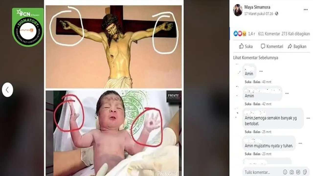 Gambar Tangkapan Layar Kabar Hoaks Tentang Kelahiran Bayi