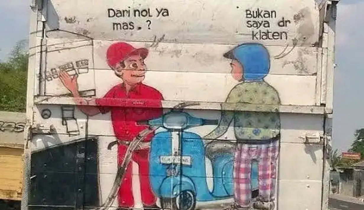 Bisa aja nih candaan pelukisnya. (Source: Twitter/@arahkanan_)