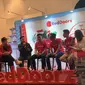 Gading Marten, Hidayat Septian, Fahmi Abdussalam, Harry Zantino D, Arya Nursangga (kiri ke kanan) saat konferensi pers RedDoorz yang dilaksanakan di Tugu Kunskring, Jakarta Pusat pada Sabtu (28/9/2019). (dok. liputan6.com/Novi Thedora)