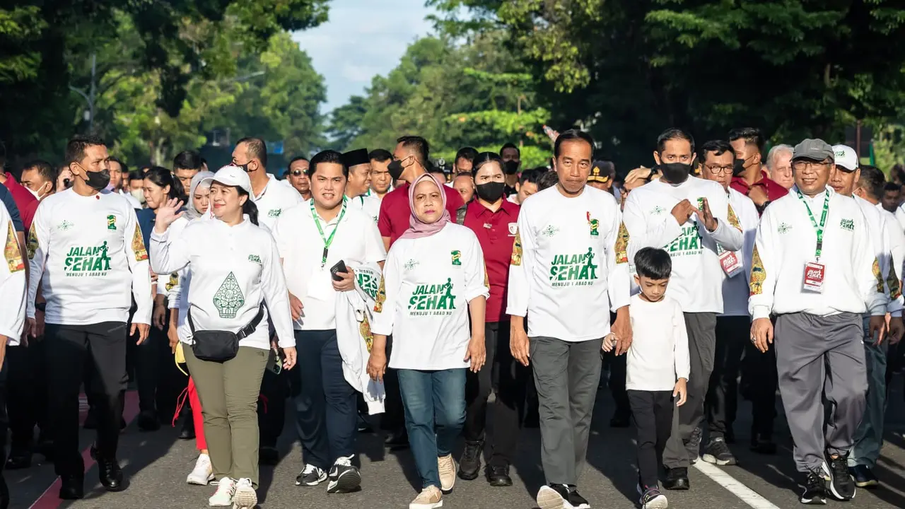 Ketua DPR RI Puan Maharani mengikuti acara jalan sehat Porseni Nahdlatul Ulama (NU)