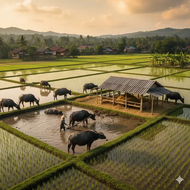 Model Usaha Ternak Campuran Sawah (Foto: Gemini AI)