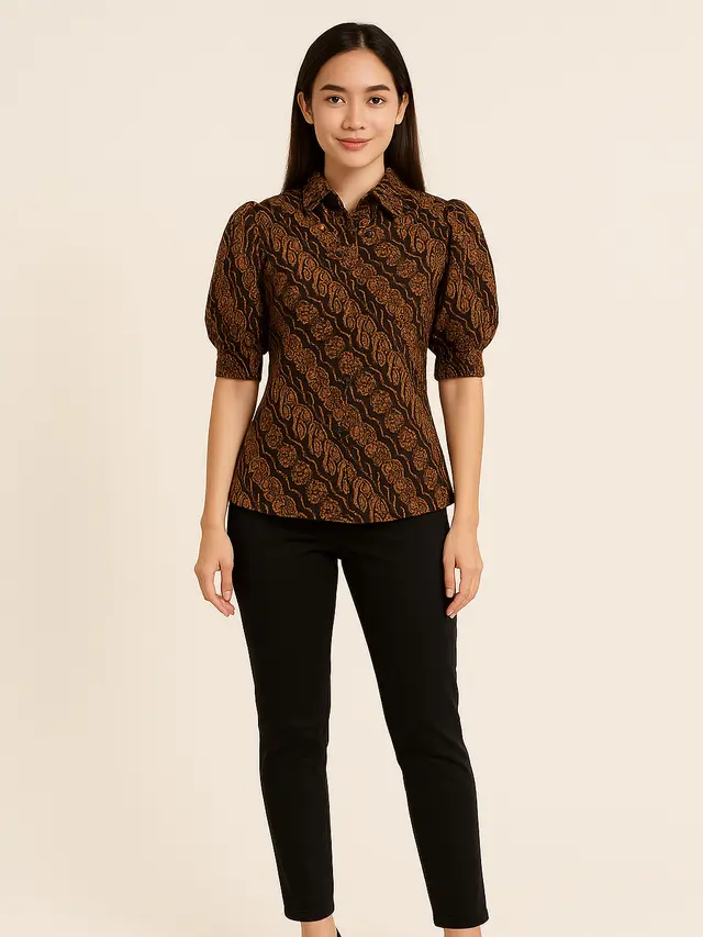 Model Kemeja Batik Slimfit Lengan Puff