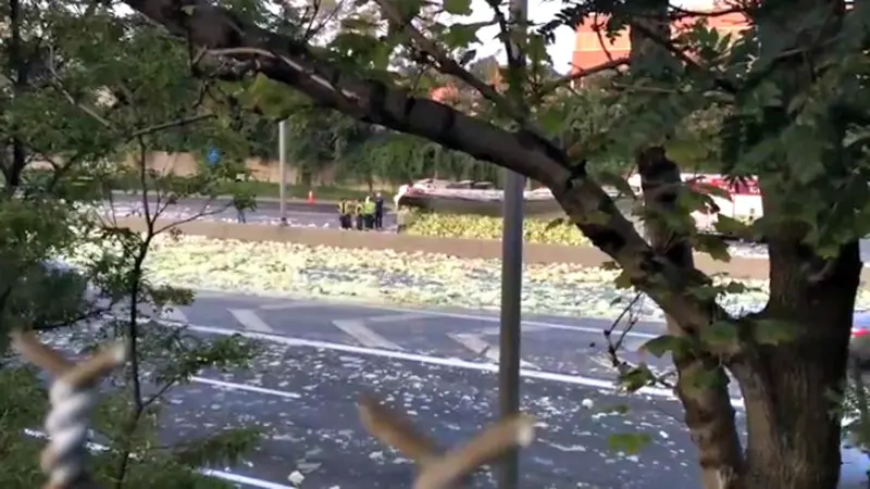 Truk Pengangkut Sayur Terguling, Jalanan Terhambat