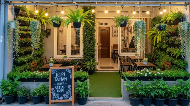Inspirasi Warung Kopi Kecil Depan Rumah Ala Cafe Kebun/Gemini AI