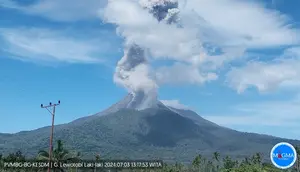 Gunung Lewotobi Laki-Laki kembali erupsi pada Rabu (3/7/2024), pukul 13.13 Wita. (Liputan6.com/ Dok PVMBG)