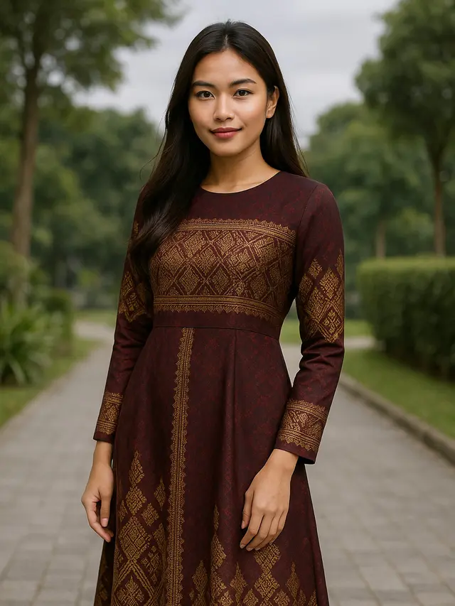 10 Model Gamis Motif Etnik atau Tradisional, Elegan dan Tetap Kekinian