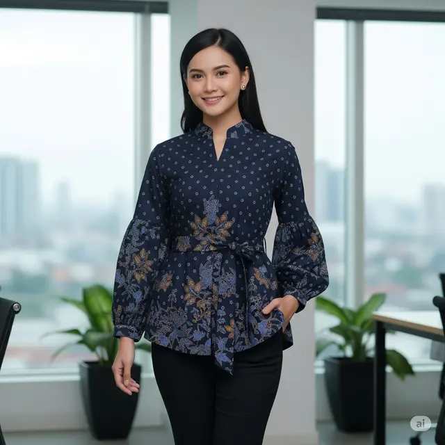 Blouse Navy Kerah Shanghai