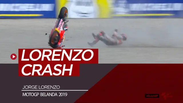 Berita video insiden Jorge Lorenzo crash dan mengalami cedera pada free practice 1 di MotoGP Belanda di sirkuit Assen, Jumat (28/6/2019).