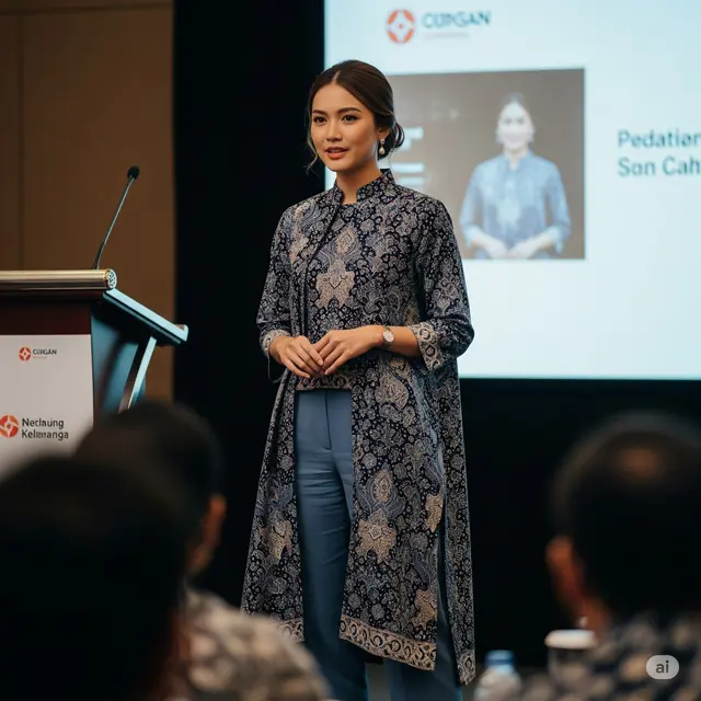 Tunik Batik Kerah Shanghai Belahan Panjang