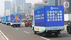 Mobil 11.11 melakukan konvoi di Jakarta, Kamis (7/11/2019). DANA menggelar konvoi Mobil 11.11 untuk merayakan momentum The Single's Day 11.11. (Liputan6.com/Herman Zakharia)