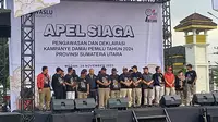 Apel Siaga Pengawasan dan Deklarasi Kampanye Damai untuk Pemilu 2024 di Istana Maimun, Kota Medan, Rabu (29/11/2023)