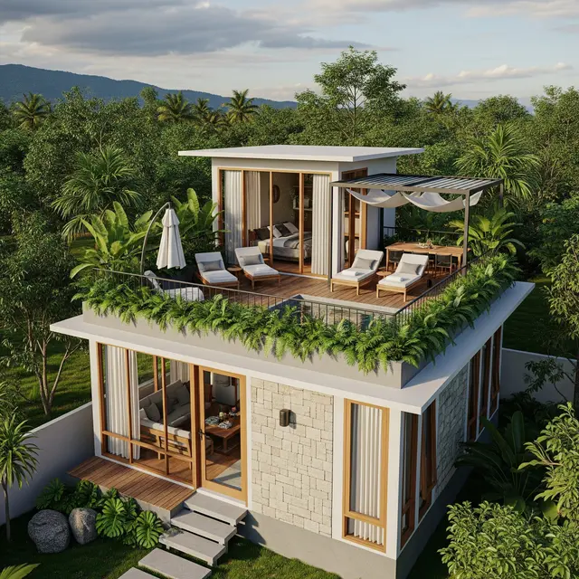 Rumah Kecil Bergaya Modern dengan Atap Datar dan Fasad Simpel