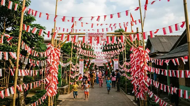 Desain Dekorasi HUT RI dari Limbah Plastik yang Murah tapi Mencuri Perhatian/AI Generated