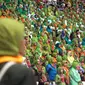 Ribuan muslimat menghadiri Harlah ke-73 Muslimat NU di Stadion Utama GBK, Jakarta, Minggu (27/1). Muslimat NU telah mendeklarasikan anti-hoaks, fitnah, dan ghibah. (Liputan6.com/Johan Tallo)
