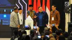 Presiden Joko Widodo didampingi Ketua MUI KH. Ma’ruf Amin, Kepala BAPPENAS Bambang Brodjonegoro, Menko Perekonomian Darmin Nasution dan Direktur Eksekutif KNKS  Ventje Rahardjo saat peluncuran Masterplan Ekonomi Syariah Indonesia (MEKSI) 2019-2024 di Kantor Bappenas, Jakarta, Selasa (14/5).  (Liputa
