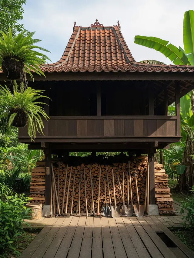 Desain Rumah Kampung dengan Gudang Kecil di Belakang