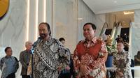 Ketua Umum Partai Gerindra Prabowo Subianto dan Ketua Umum Partai Nasdem Surya Paloh di NasDem Tower Jakarta, Rabu (1/6/2022). (Liputan6.com/ Winda Nelfira)