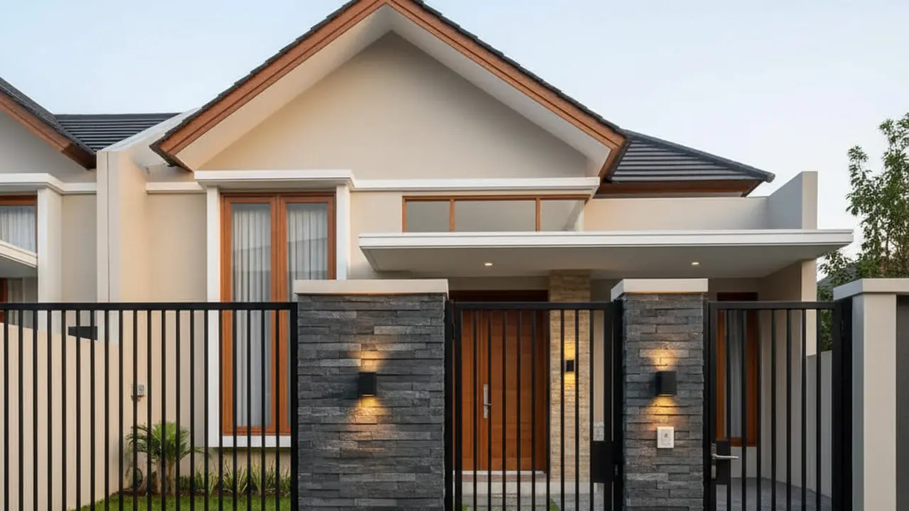 Model Pagar Besi dan Batu Alam Andesit (Foto: Gemini AI)