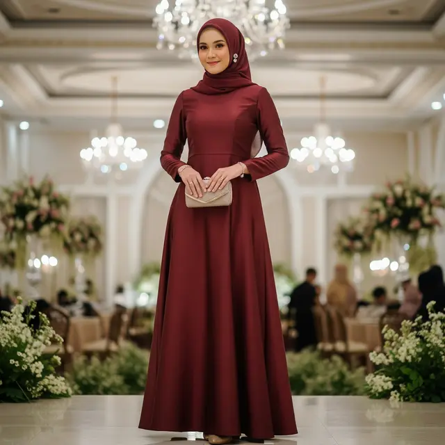 9 Model Gamis Polos Tapi Elegan untuk Kondangan, Tampil Anggun