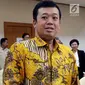 Kepala BNP2TKI Nusron Wahid saat rapat kerja dengan Timwas TKI di Senayan, Jakarta, Rabu (21/3). Sebelumnya Zaini Misrin Arsyad dieksekusi mati oleh pemerintah Arab Saudi tanpa pemberitahuan resmi kepada Pemerintah Indonesia. (Liputan6.com/JohanTallo)