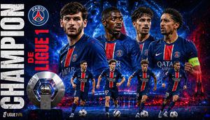 Cover Paris Saint-Germain juara Ligue 1 musim ini. (Bola.com/ChatGPT)