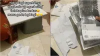 Viral momen pengantin baru membuka amplop isinya fotokopi uang kertas. (Sumber: TikTok/nuriaraziz)