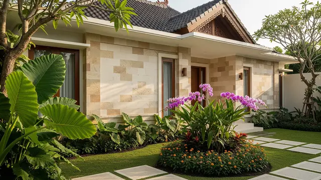 Inspirasi Dinding Batu Tempel untuk Rumah Kampung Modern/Gemini AI